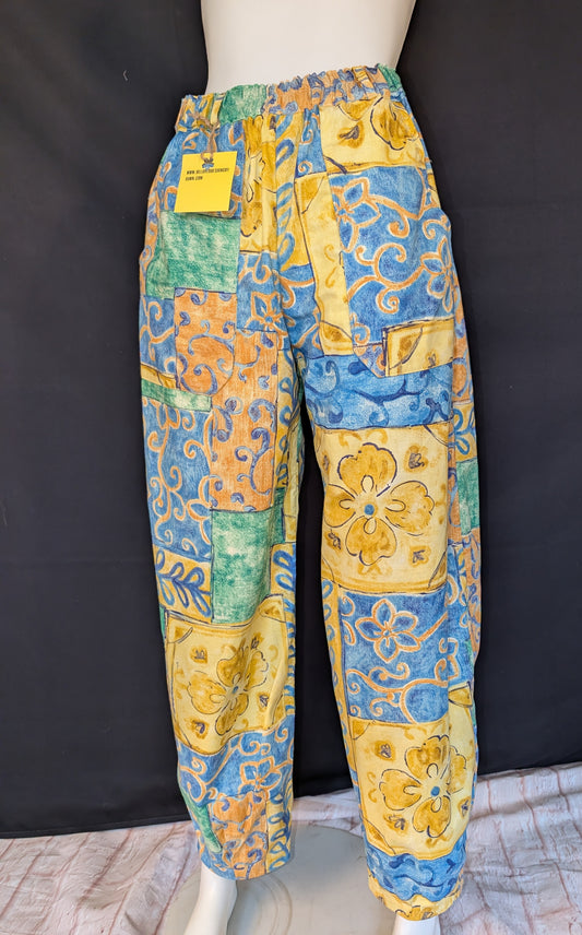 Reworked barrel Leg Trousers: Size 14 90s print abstract