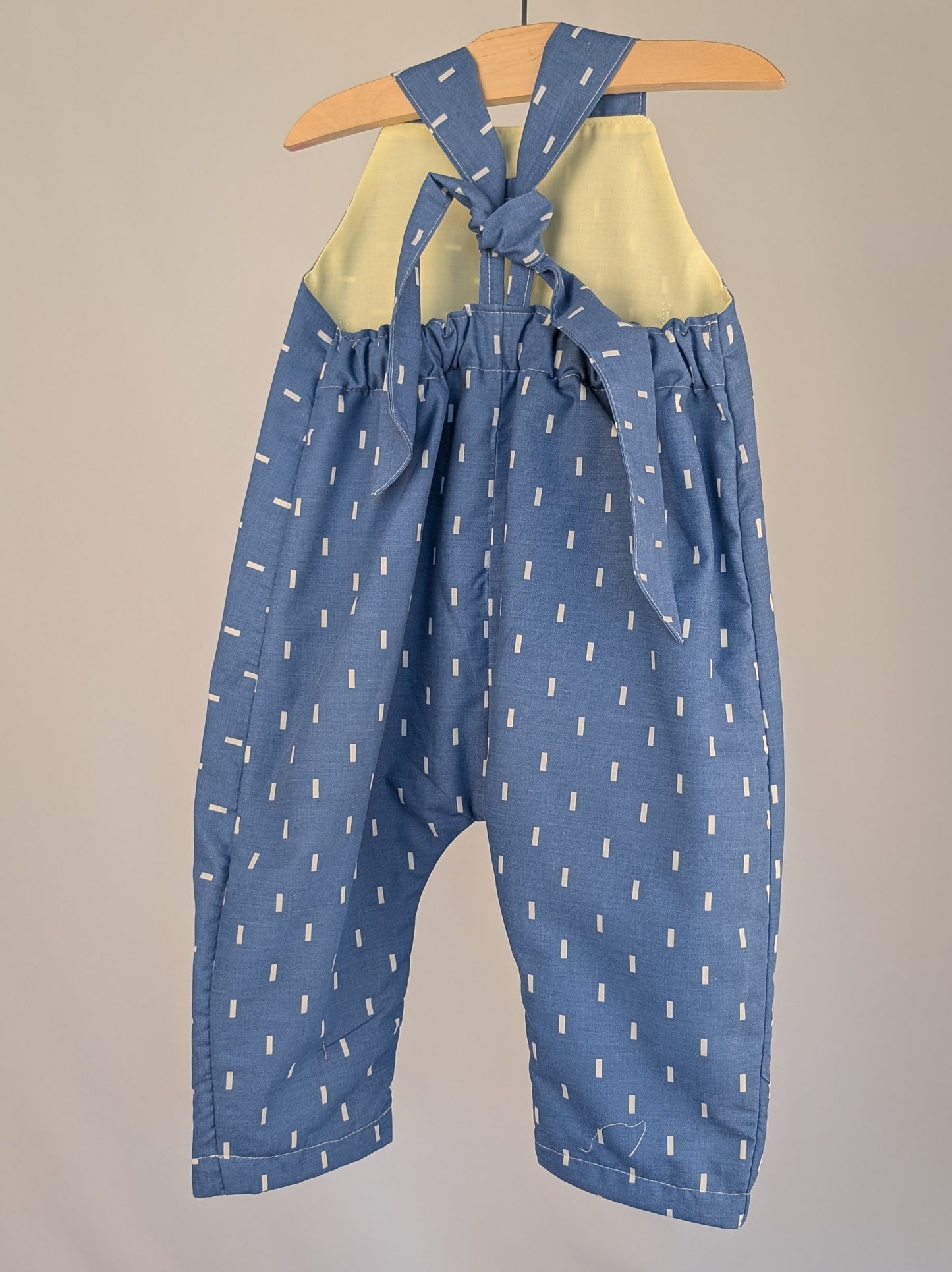 Fleck Blue Dungarees, romper,(12-18m)  sustainable children's gift.