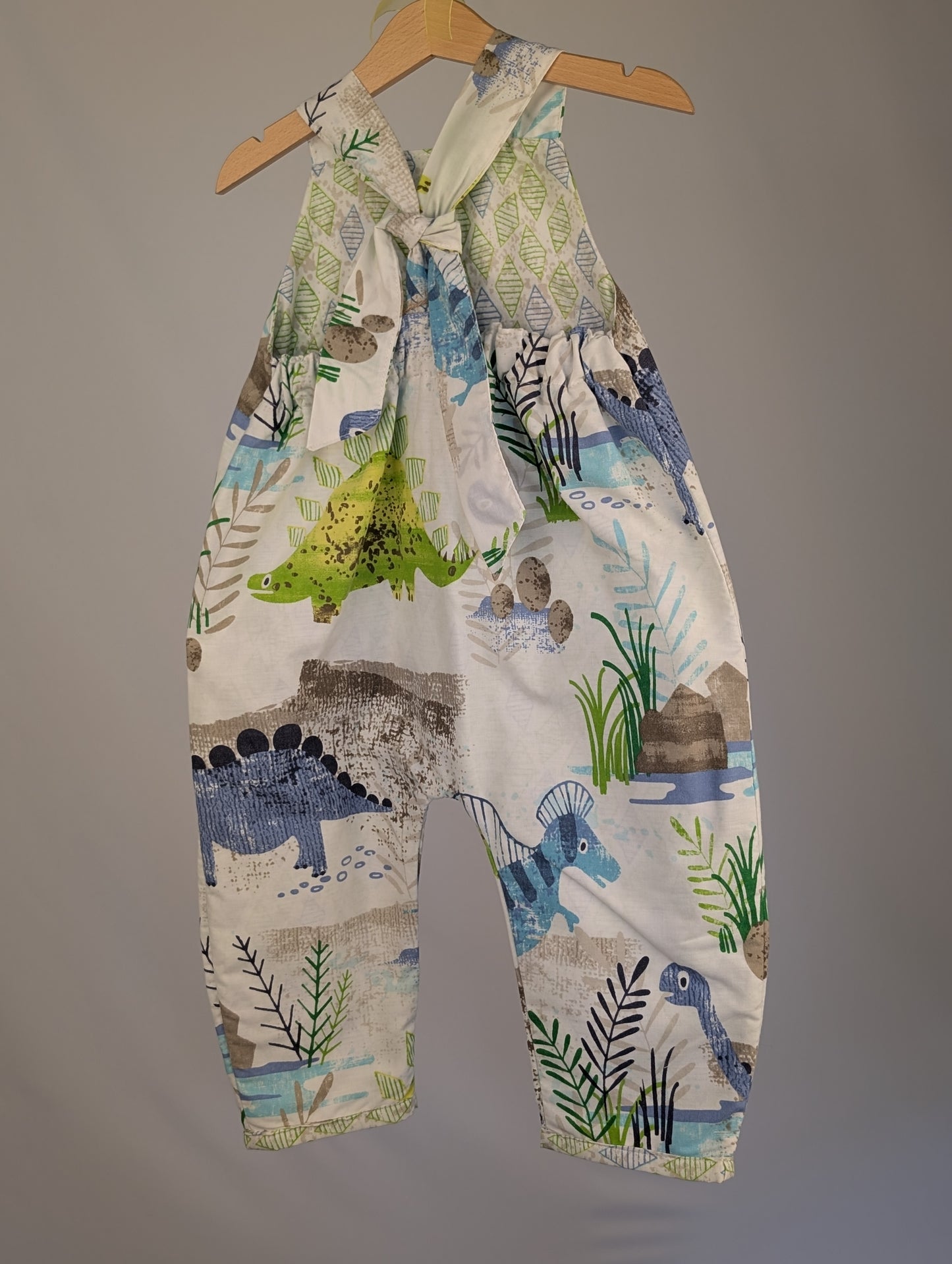 Dinosaur Dungarees, romper,(2-3y)  sustainable children's gift.
