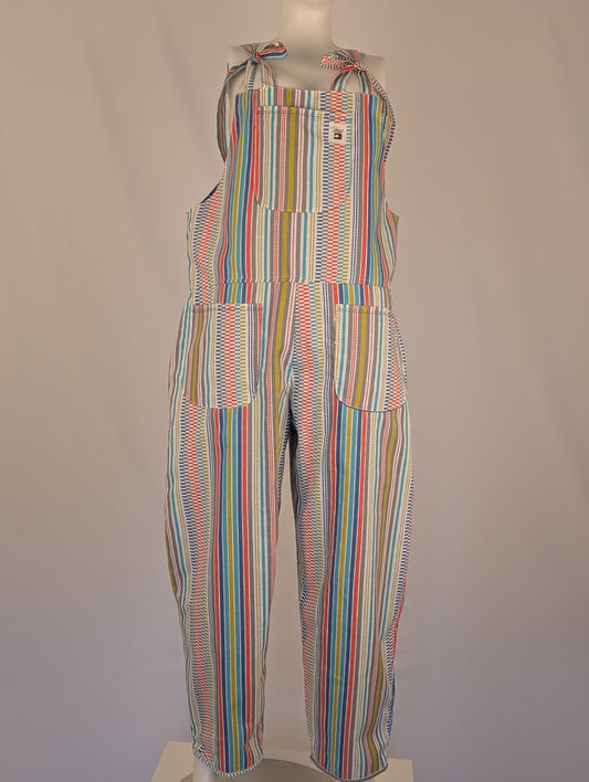 dungarees size 10 multi coloured stripe Dungarees, bright overalls.