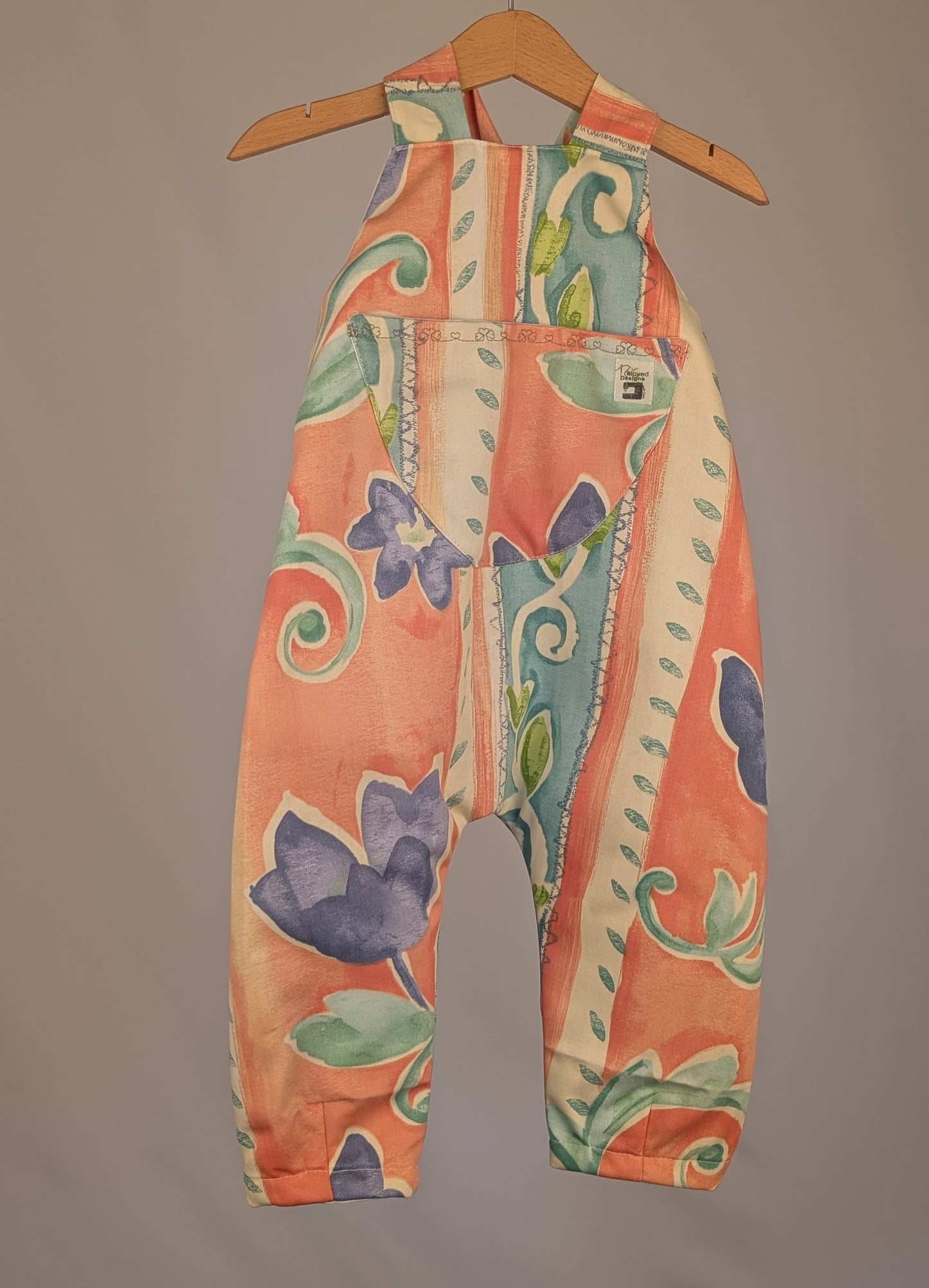 Dungarees,cute vintage tulip romper,(12-18m)  sustainable children's gift.