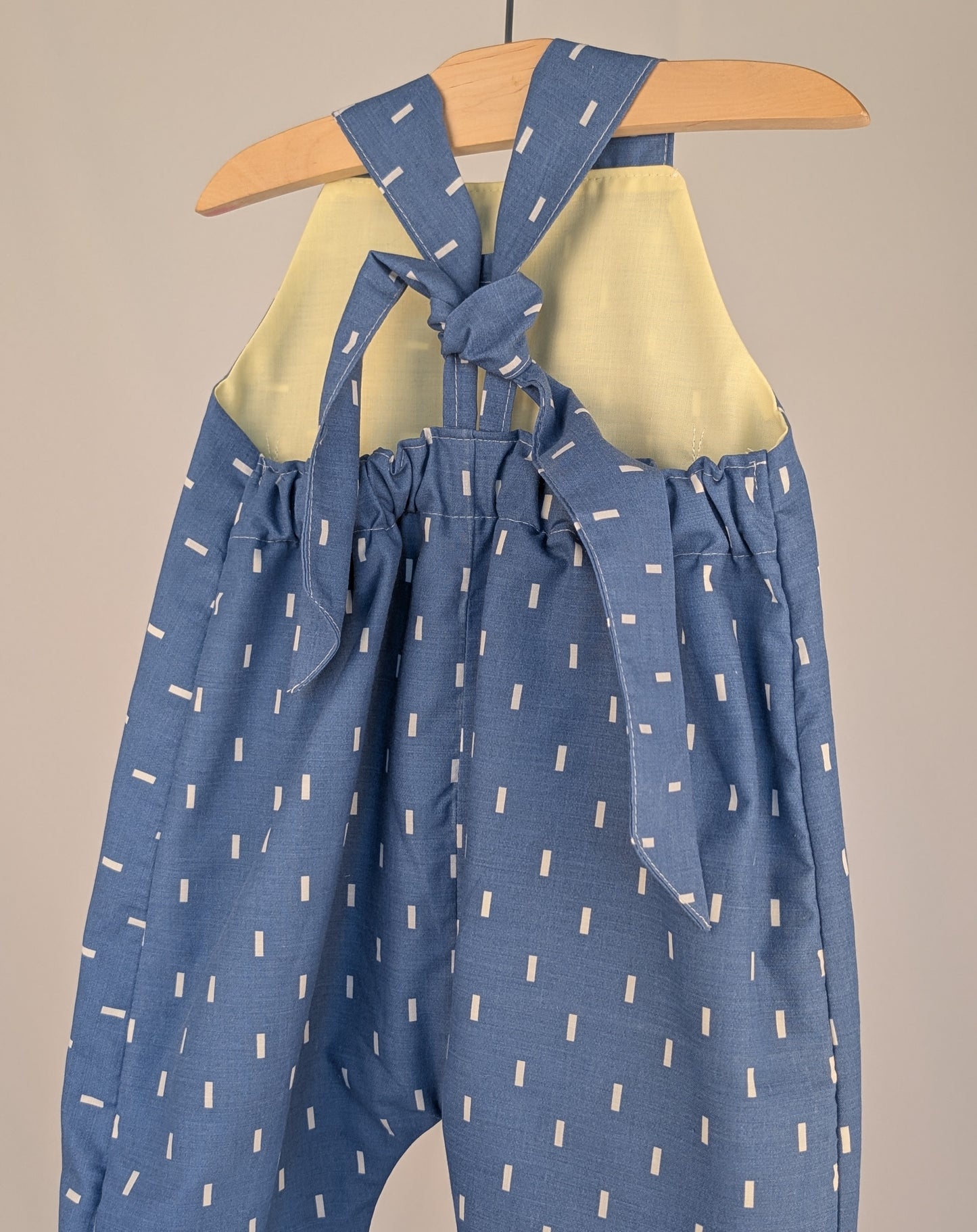 Fleck Blue Dungarees, romper,(12-18m)  sustainable children's gift.