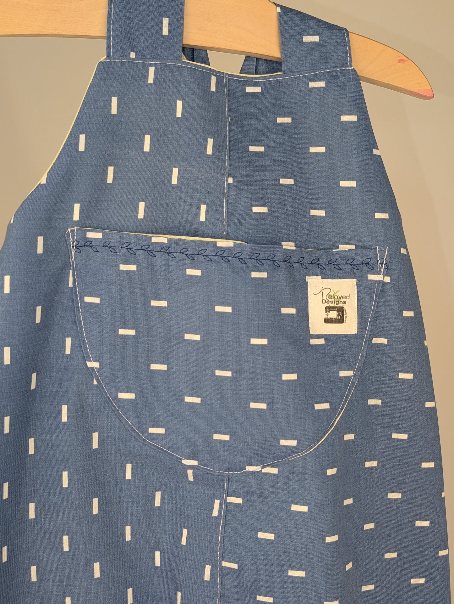 Fleck Blue Dungarees, romper,(12-18m)  sustainable children's gift.