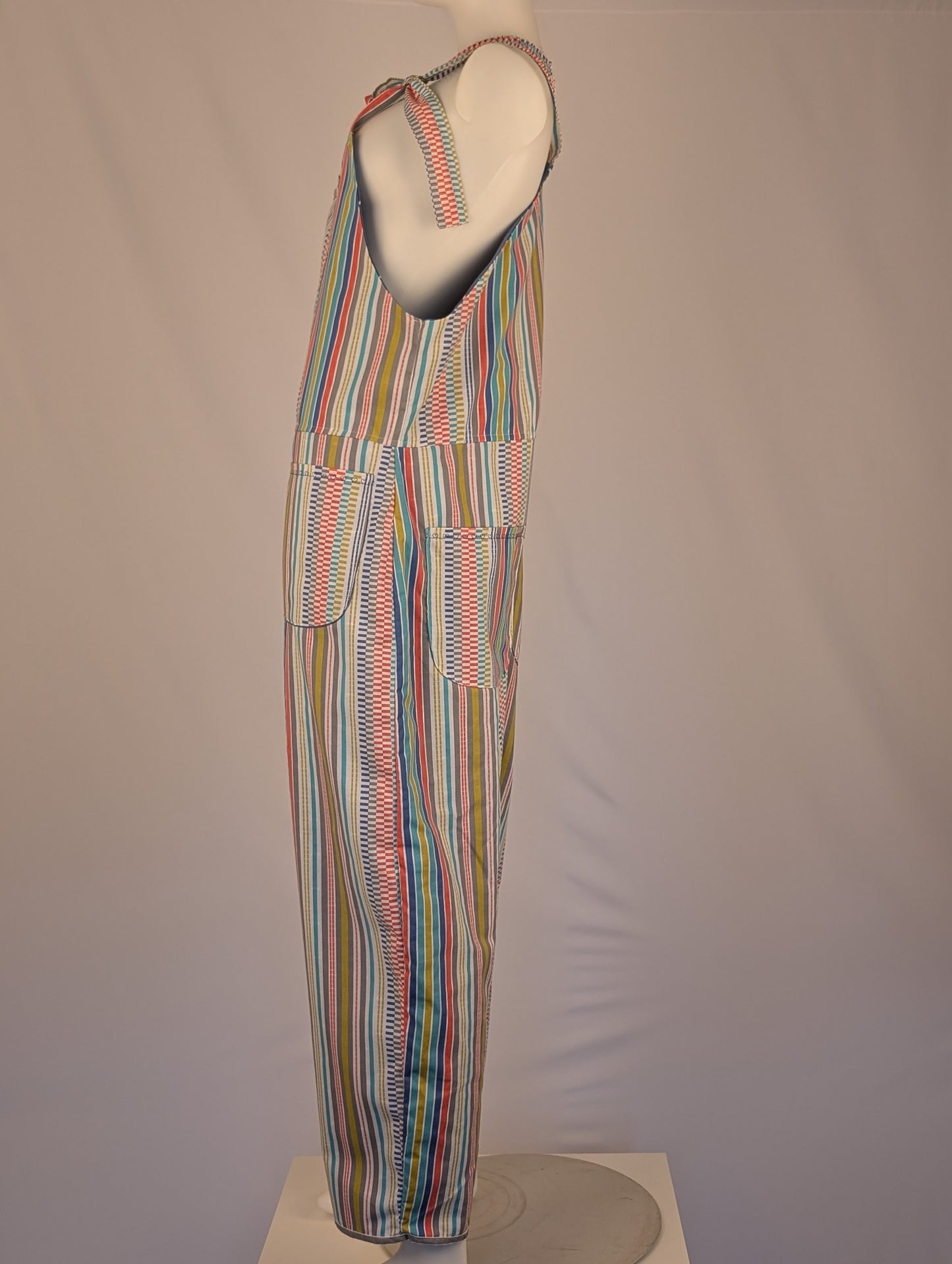 dungarees size 10 multi coloured stripe Dungarees, bright overalls.