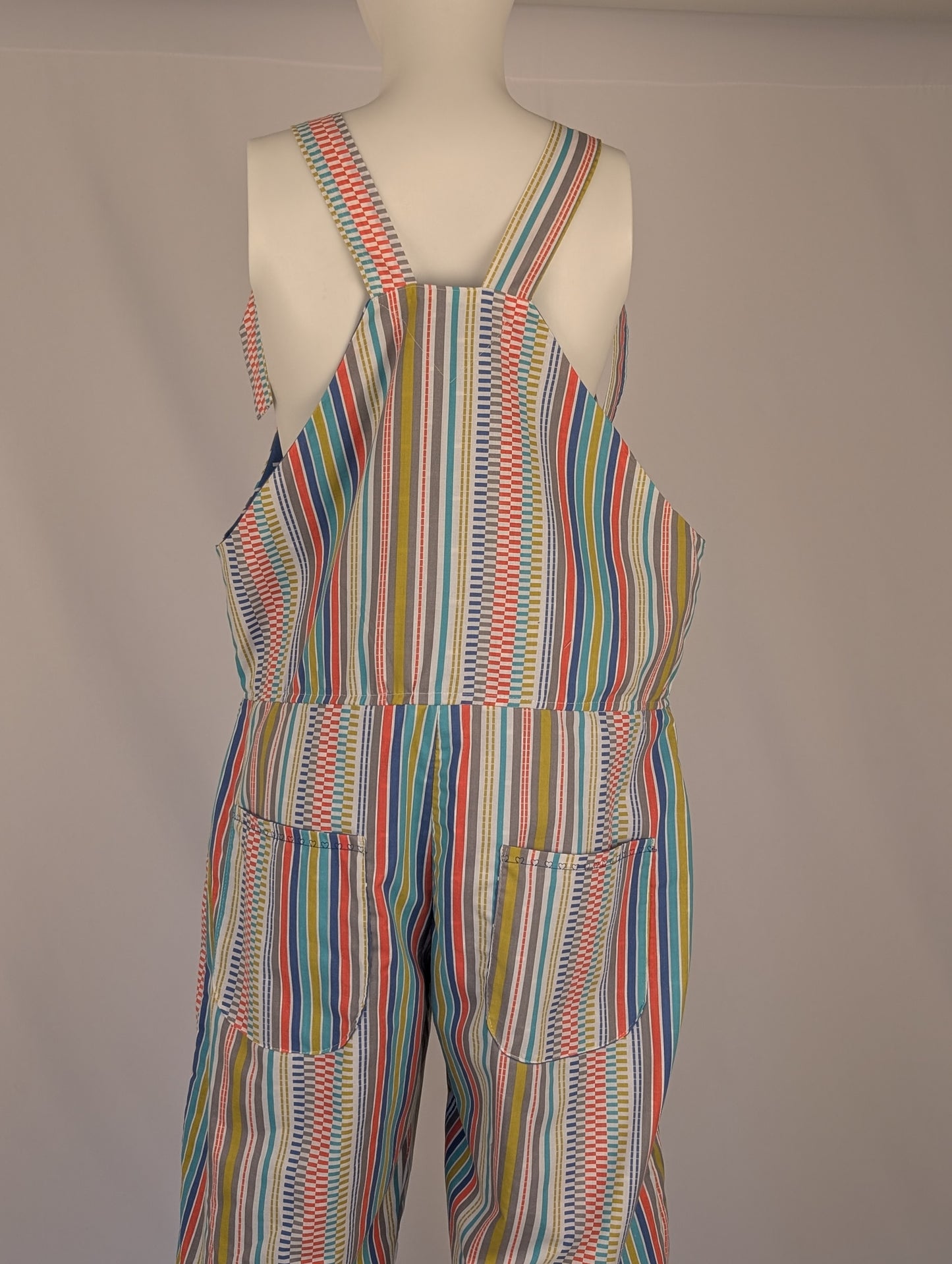 dungarees size 10 multi coloured stripe Dungarees, bright overalls.