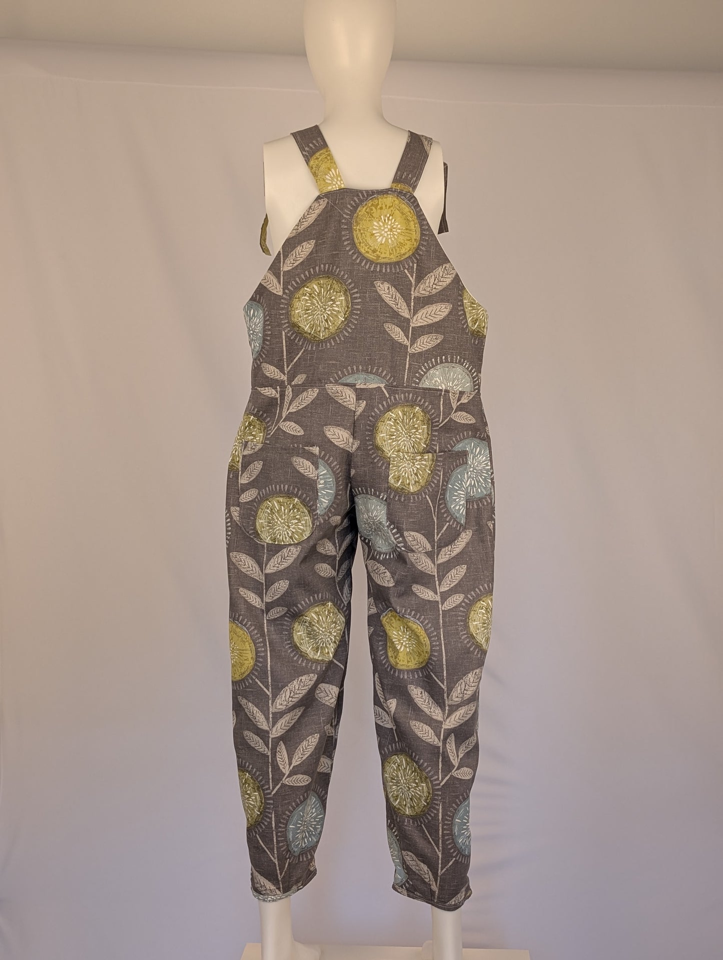 Dungarees size 12-modern floral print- tie top overalls-pretty floral jumpsuit