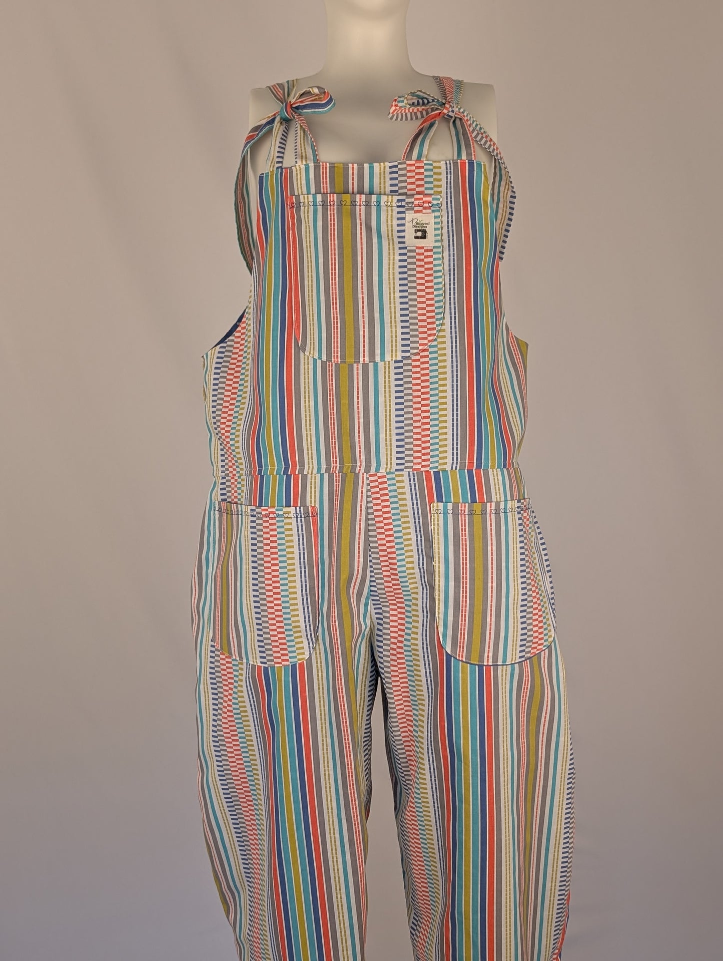 dungarees size 10 multi coloured stripe Dungarees, bright overalls.
