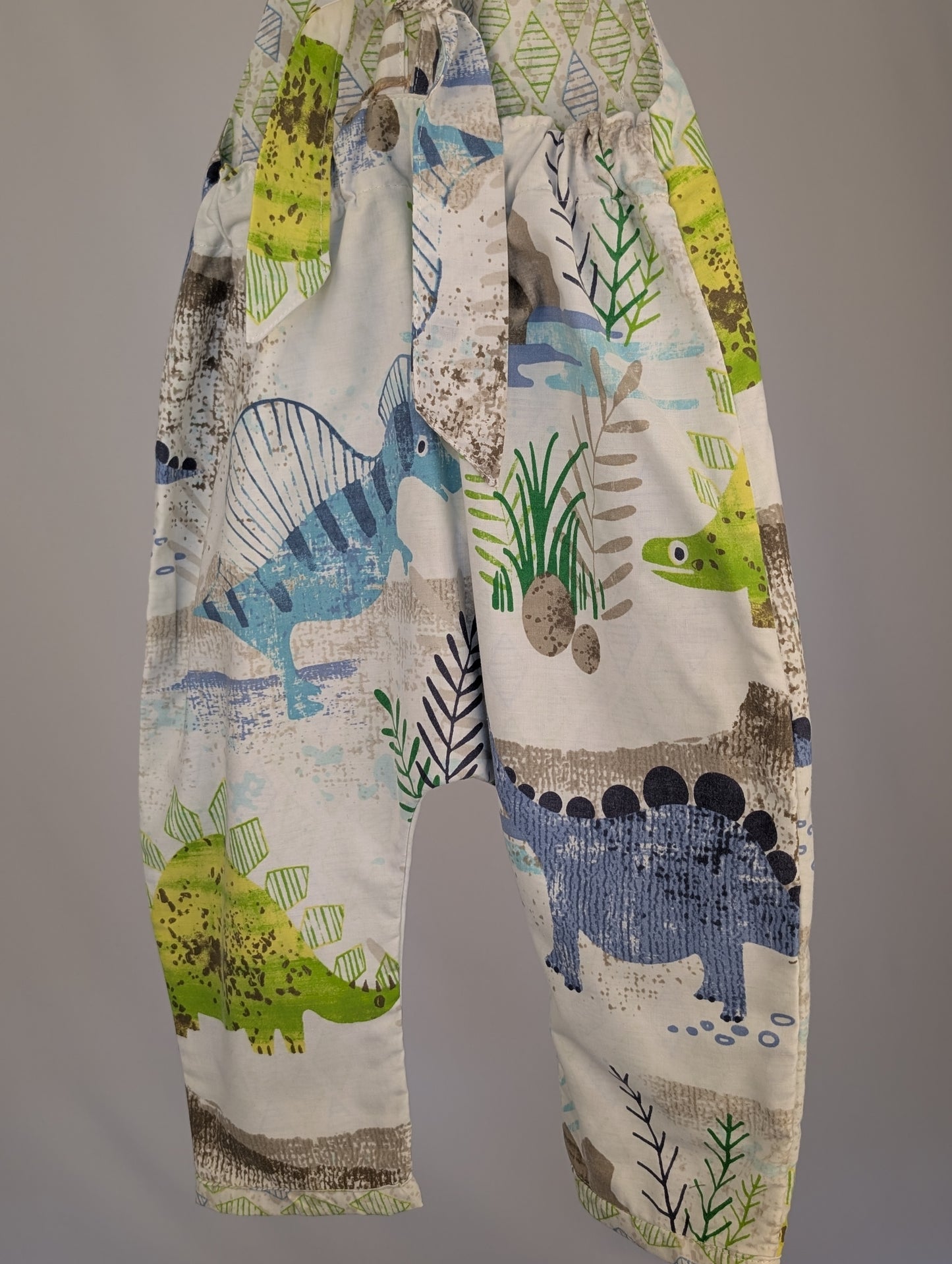 Dinosaur Dungarees, romper,(12-18m)  sustainable children's gift.