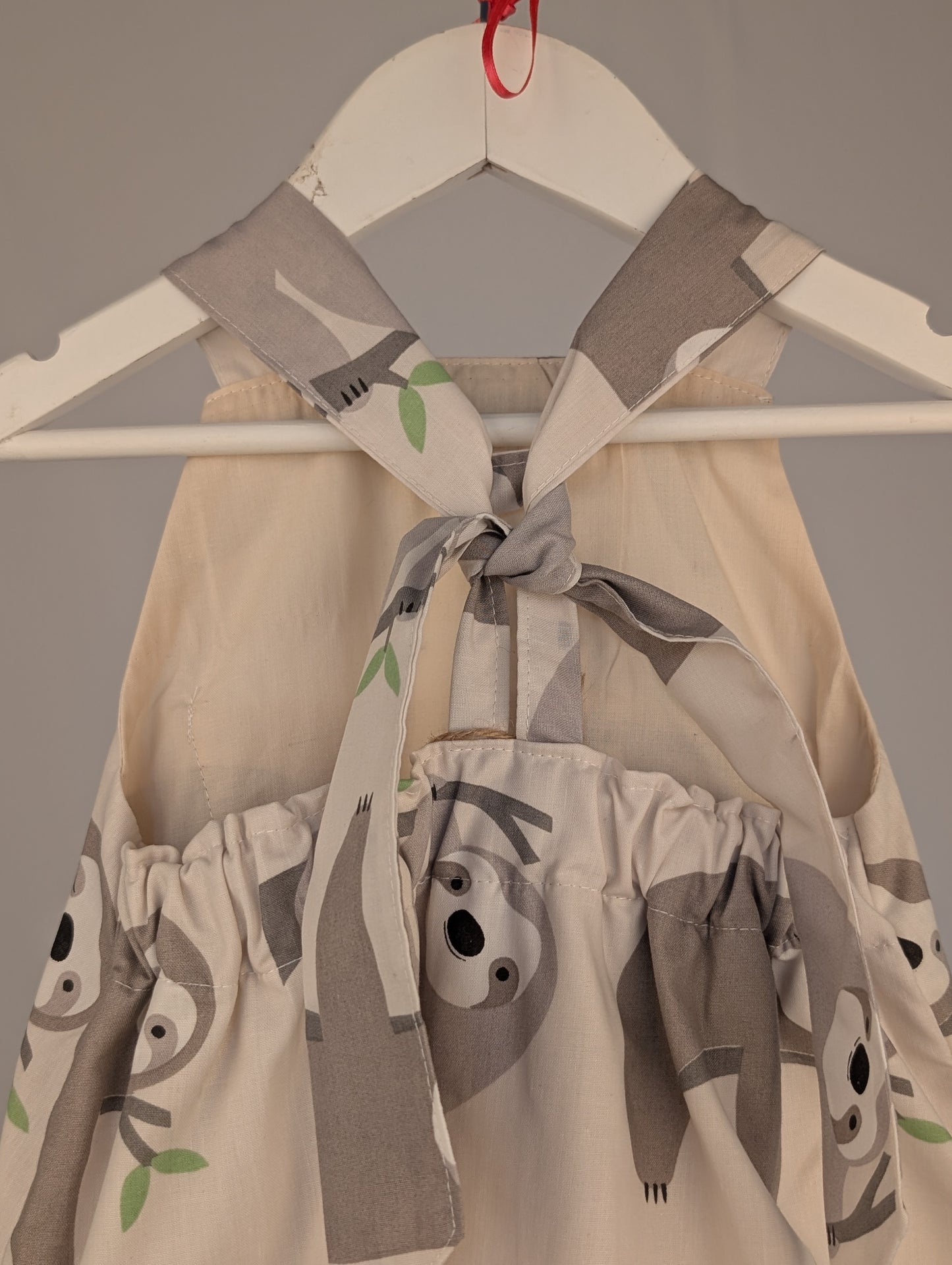 Sloth Dungarees, romper,(2-3y)  sustainable children's gift.