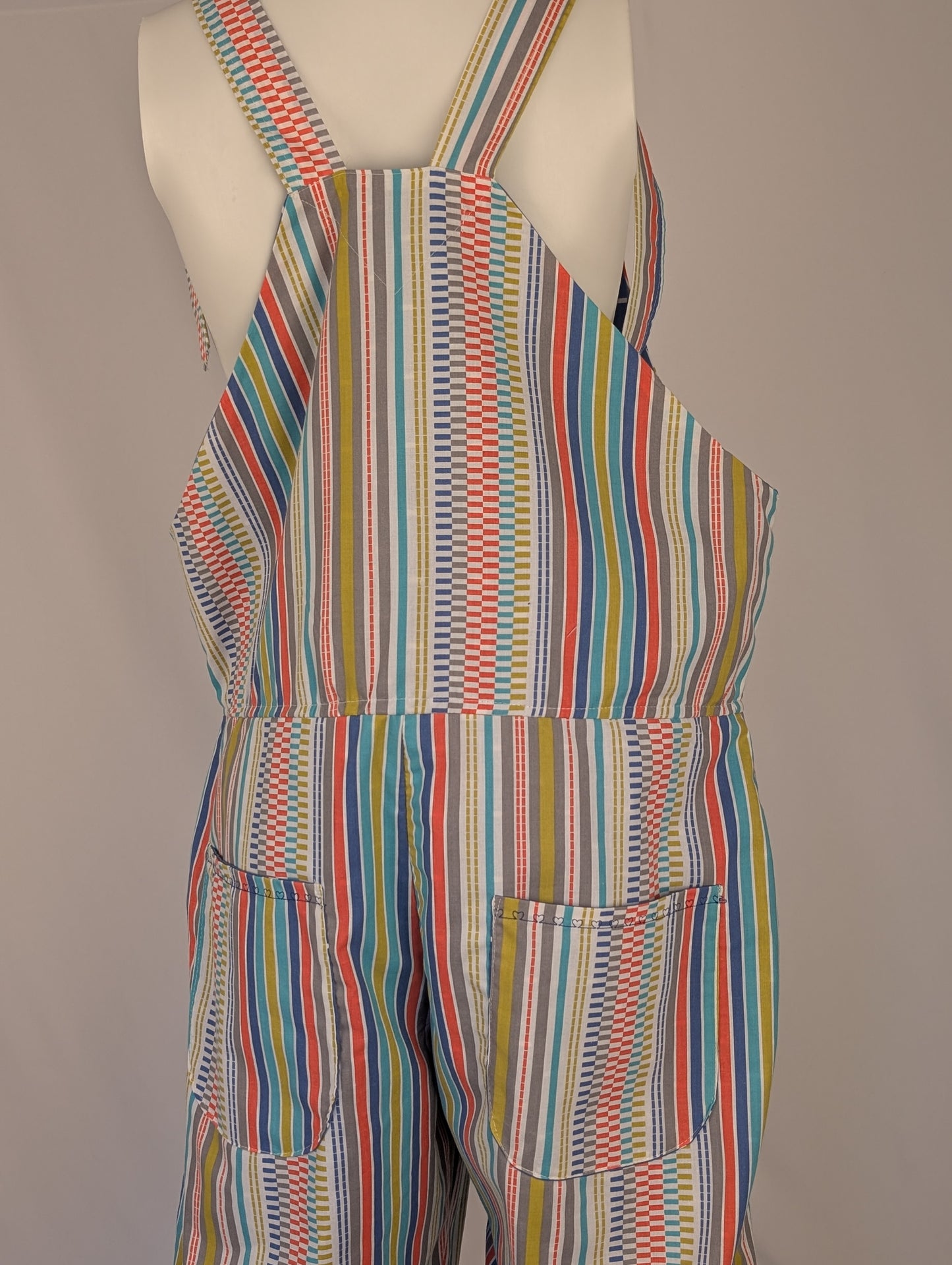 dungarees size 10 multi coloured stripe Dungarees, bright overalls.